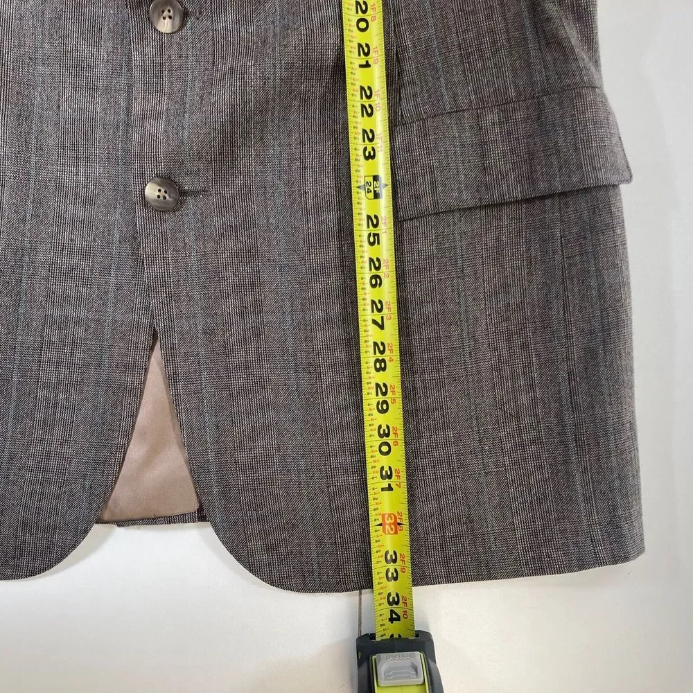 VTG Chaps by Ralph Lauren Blazer 44R Wool Gray Light Check Made in USA Suit Coat